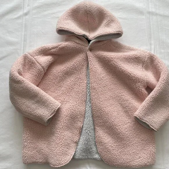 Limited Too Pink Sherpa Hooded Open Sweatshirt Size 10 - Picture 2 of 9